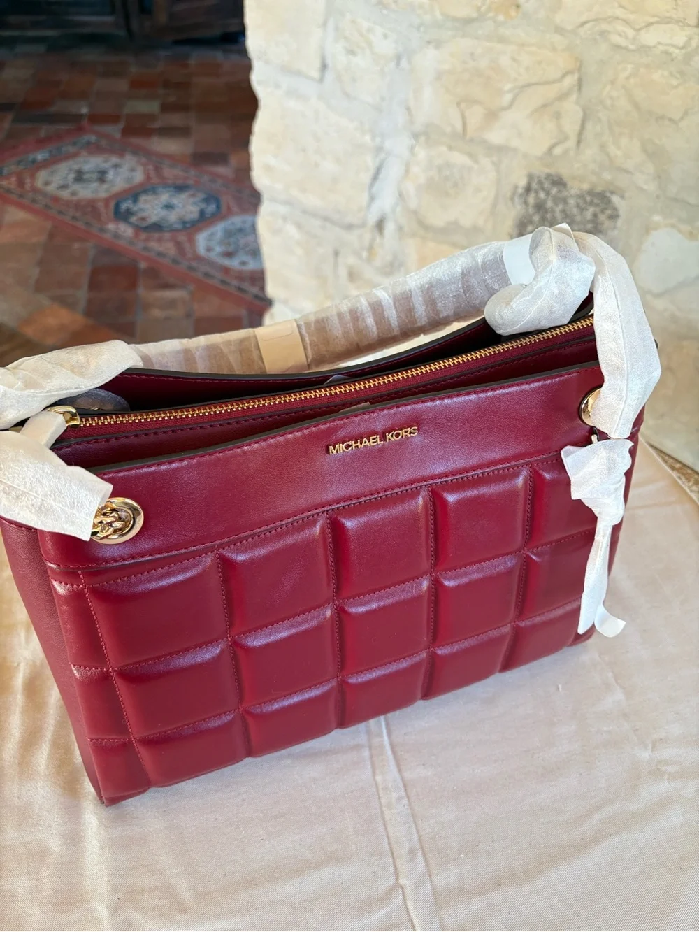 Michael Kors Quilted Shoulder Bag - Burgundy